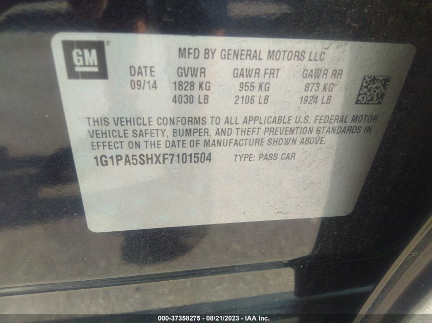 2015 CHEVROLET CRUZE LS - 1G1PA5SHXF7101504