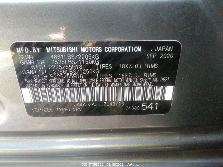 2020 MITSUBISHI OUTLANDER SE/SEL/LE/SP - JA4AD3A31LZ043713