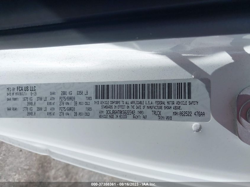 2019 RAM 1500 CLASSIC TRADESMAN - 3C6JR6AT8KG622342