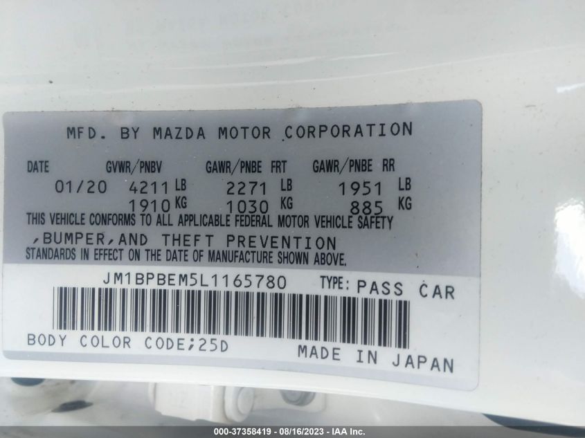 JM1BPBEM5L1165780 Mazda Mazda3 Sedan PREMIUM PACKAGE 9