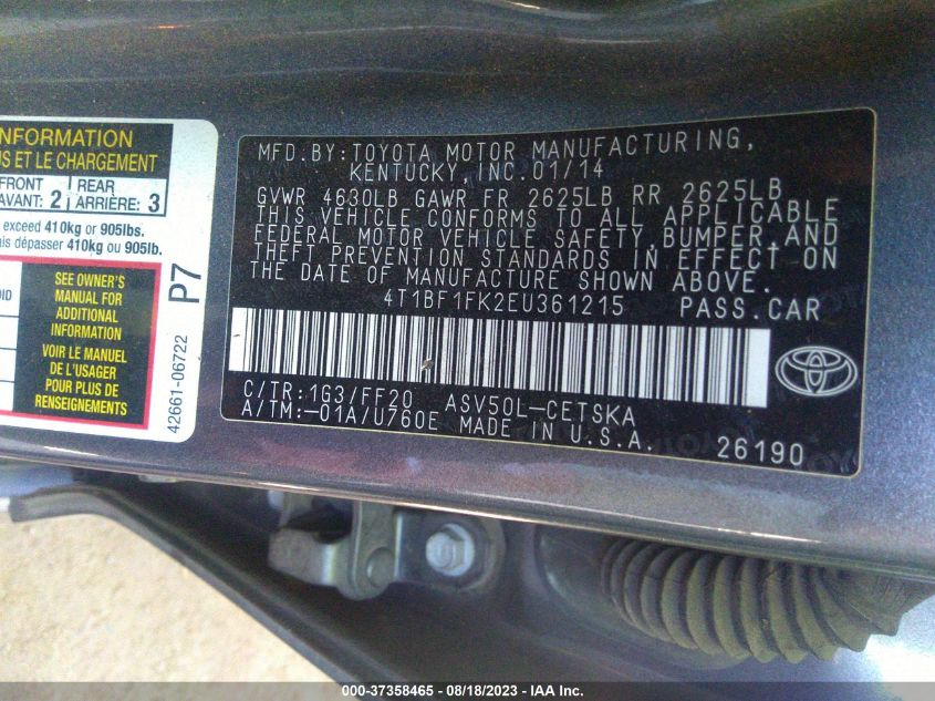 2014 TOYOTA CAMRY L/SE/LE/XLE - 4T1BP1FK2EU361215