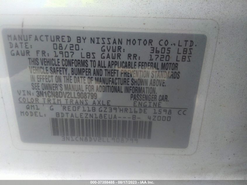 2020 NISSAN VERSA S - 3N1CN8DV2LL908799