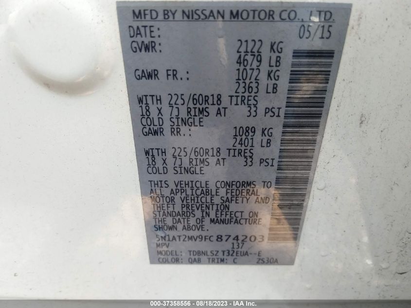 2015 NISSAN ROGUE S/SL/SV - 5N1AT2MV9FC874203