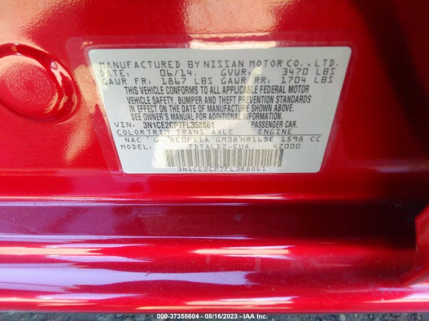 2015 NISSAN VERSA NOTE S/S PLUS/SV/SL/SR - 3N1CE2CP7FL358861