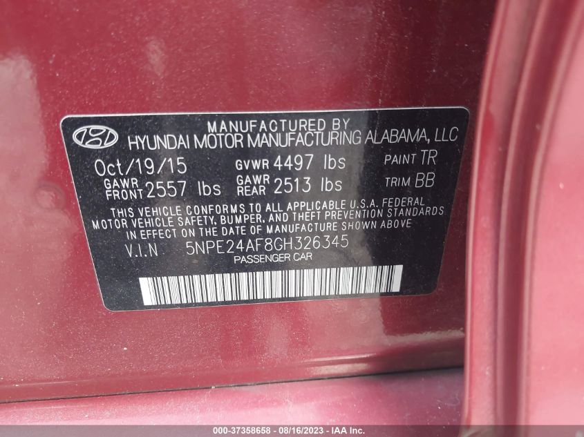 2016 HYUNDAI SONATA SE - 5NPE24AF8GH326345