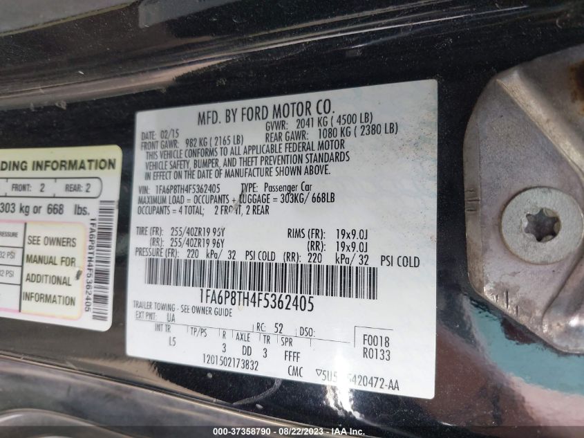 2015 FORD MUSTANG ECOBOOST - 1FA6P8TH4F5362405
