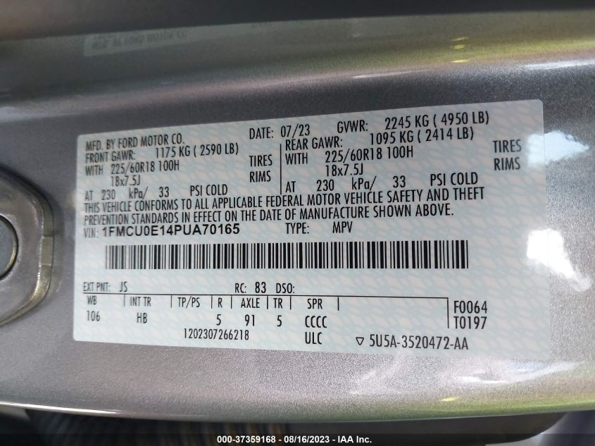 2023 FORD ESCAPE PHEV - 1FMCU0E14PUA70165