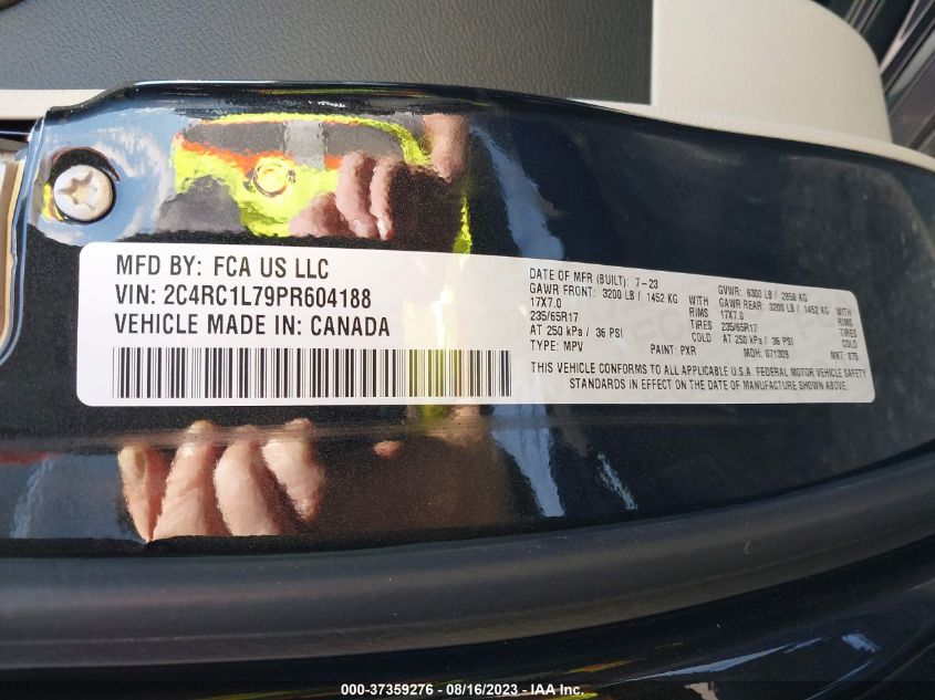 2023 CHRYSLER PACIFICA - 2C4RC1L79PR604188