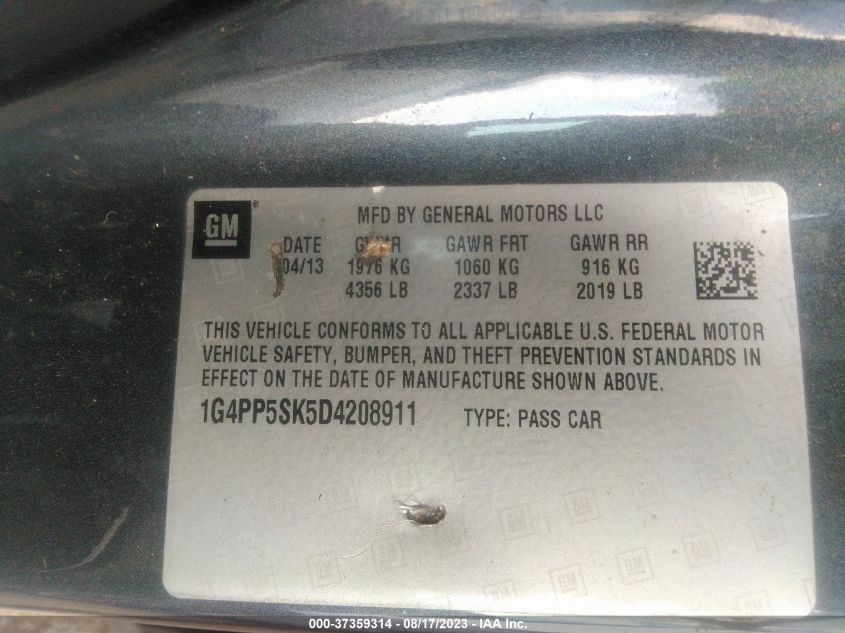 2013 BUICK VERANO - 1G4PP5SK5D4208911