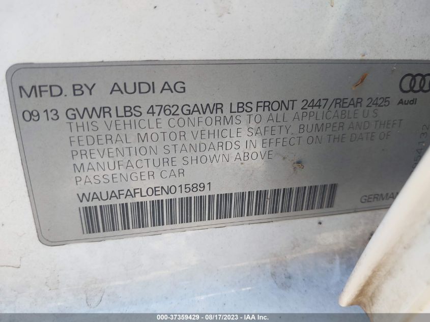 WAUAFAFL0EN015891 2014 AUDI A4, photo no. 9