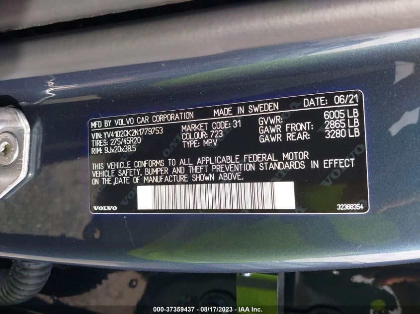 2022 VOLVO XC90 T5 MOMENTUM - YV4102CK5N1787362