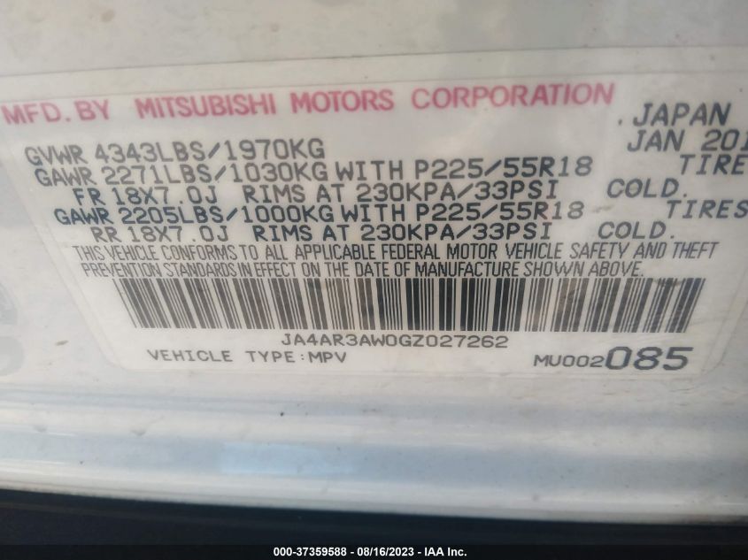 2016 MITSUBISHI OUTLANDER SPORT 2.4 - JA4AR3AW0GZ027262
