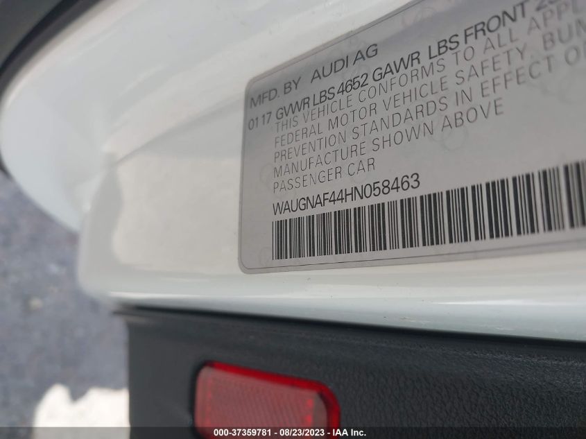 2017 AUDI A4 PREMIUM - WAUGNAF44HN058463