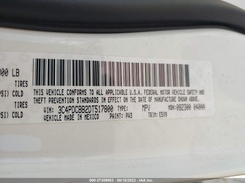 2013 DODGE JOURNEY SXT - 3C4PDCBB2DT517800