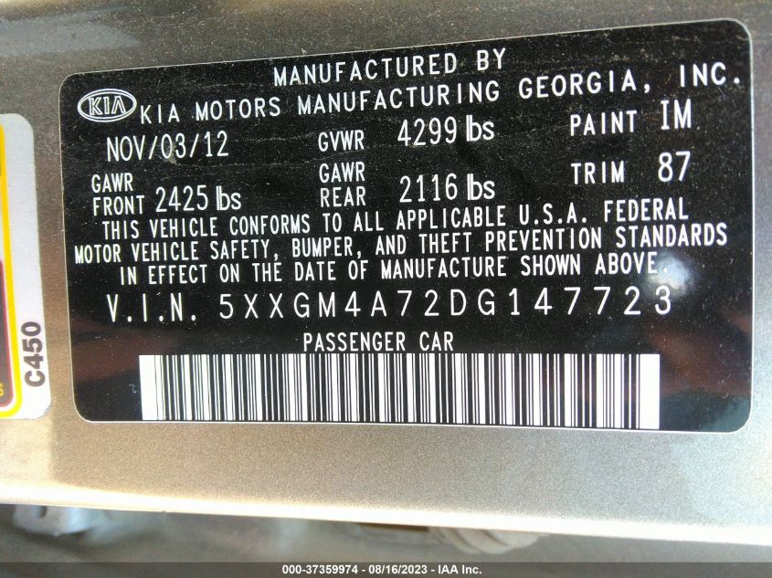 2013 KIA OPTIMA LX - 5XXGM4A72DG147723