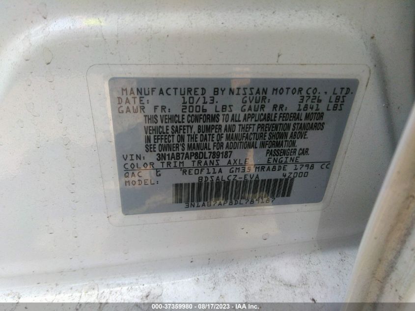 2013 NISSAN SENTRA S - 3N1AB7AP8DL789187