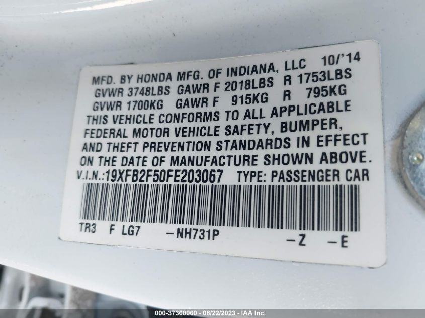 2015 HONDA CIVIC SEDAN LX - 19XFB2F50FE203067