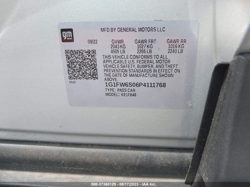 2023 CHEVROLET BOLT EV 1LT - 1G1FW6S06P4111768