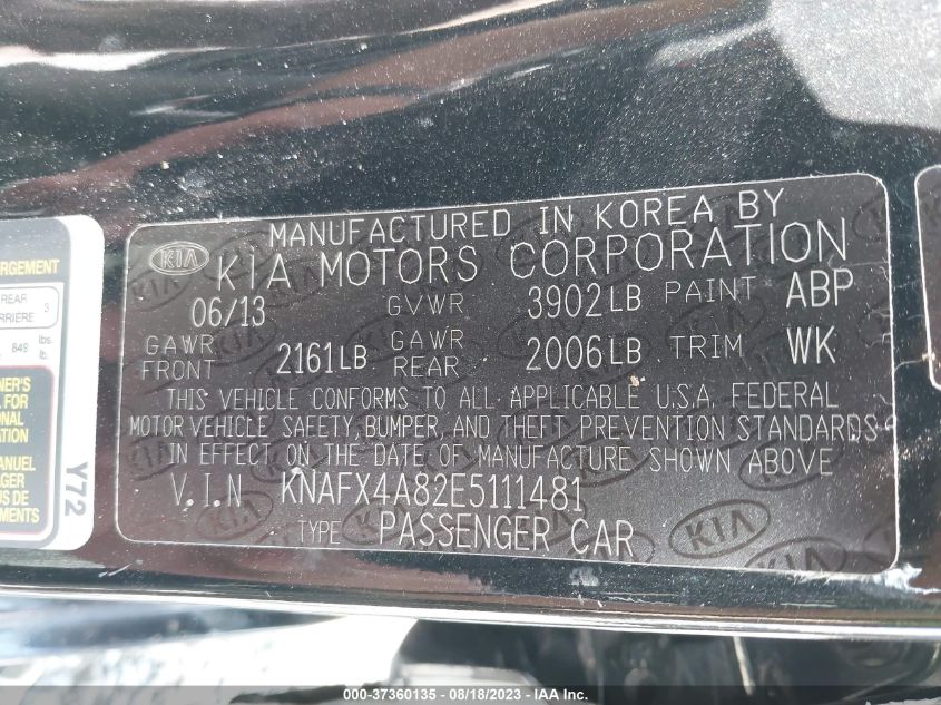 2014 KIA FORTE EX - KNAFX4A82E5111481