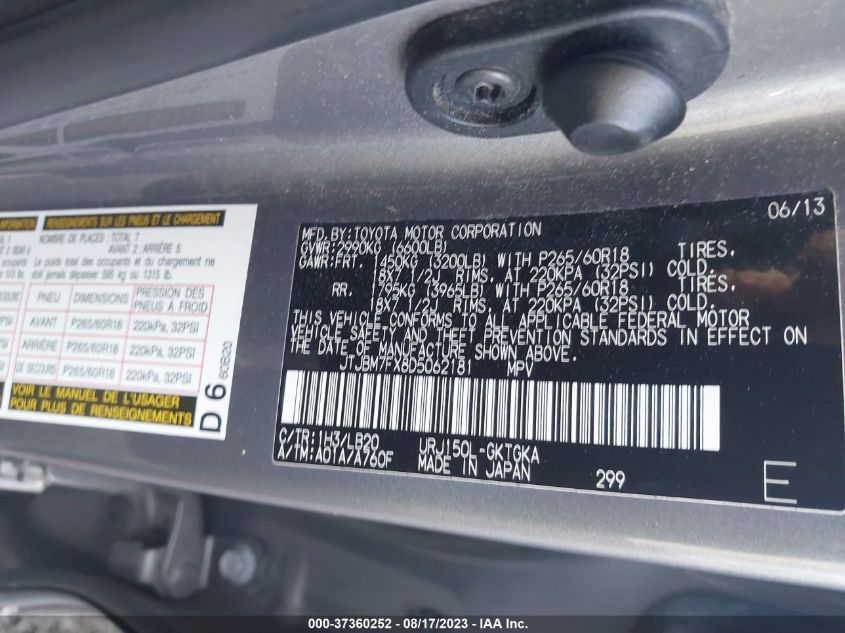 2013 LEXUS GX 460 - JTJBM7FX8D5062181