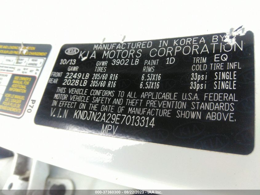 2014 KIA SOUL BASE - KNDJN2A29E7013314