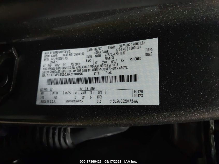 2018 FORD F-150 XL/XLT/LARIAT - 1FTEW1EG0JKC18056