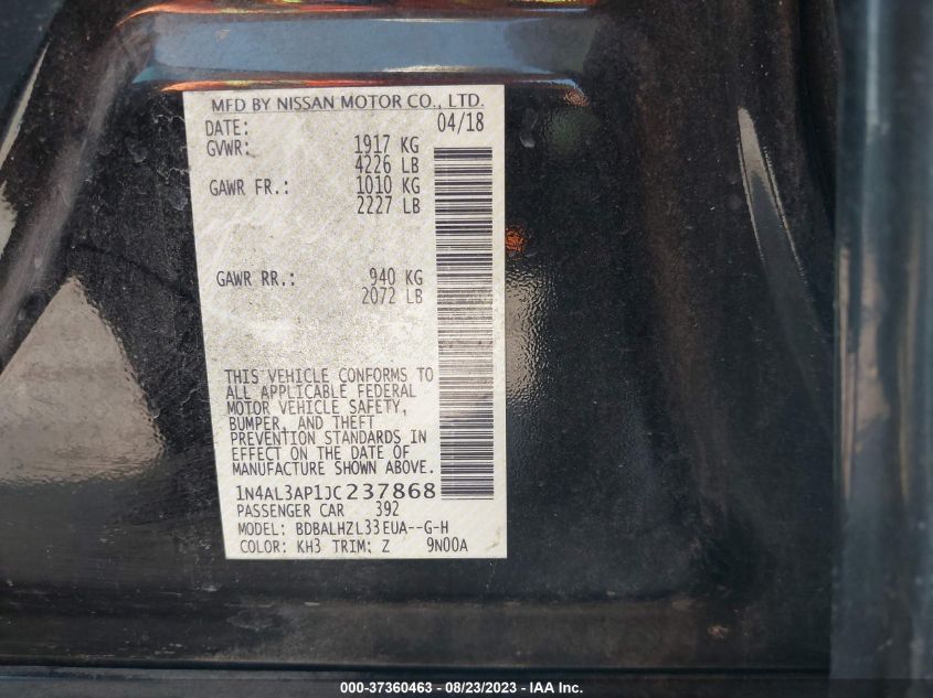 2018 NISSAN ALTIMA 2.5 SR - 1N4AL3AP1JC237868