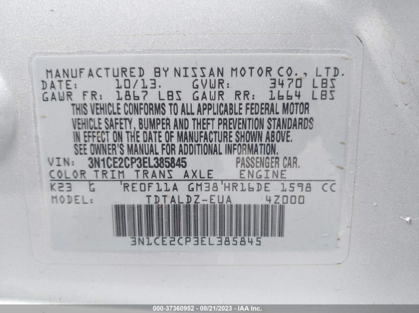 2014 NISSAN VERSA NOTE SV - 3N1CE2CP3EL385845