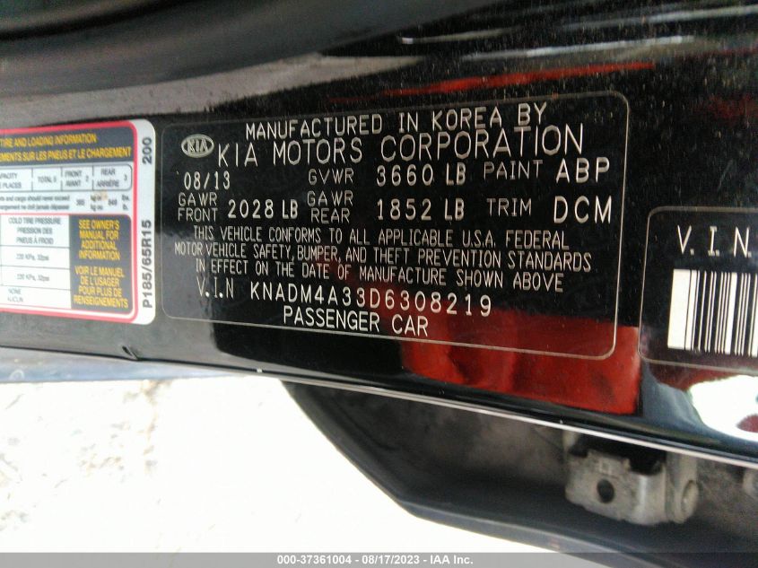 2013 KIA RIO LX - KNADM4A33D6308219