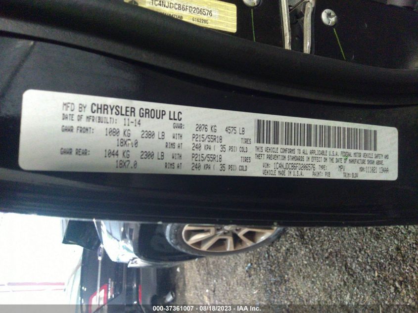 2015 JEEP COMPASS LIMITED - 1C4NJDCB6FD206576