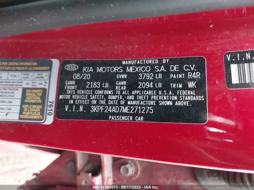 2021 KIA FORTE LXS - 3KPF24AD7ME271275