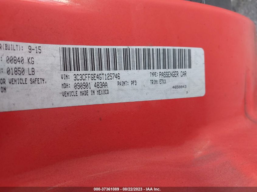2016 FIAT 500E - 3C3CFFGE4GT125746