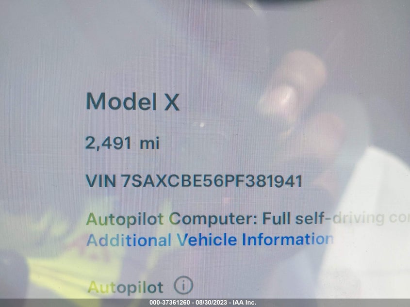 VIN 7SAXCBE56PF381941 2023 TESLA MODEL X