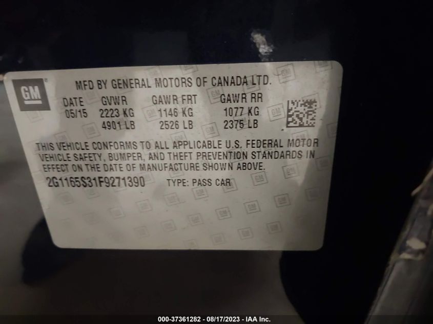 2015 CHEVROLET IMPALA LTZ - 2G1165S31F9271390