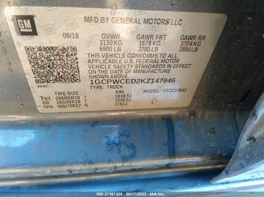 2019 CHEVROLET SILVERADO 1500 LT - 1GCPWCED2KZ147946