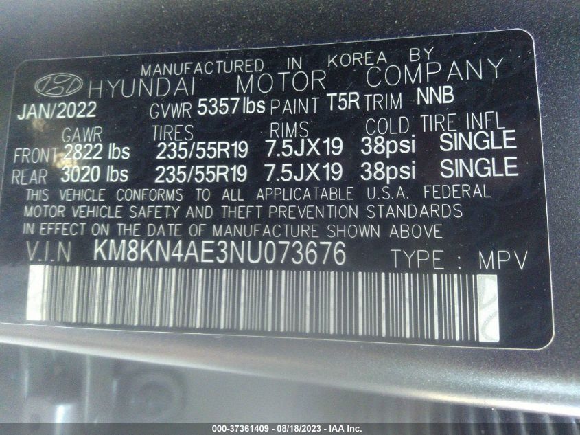 2022 HYUNDAI IONIQ 5 SEL KM8KN4AE3NU073676