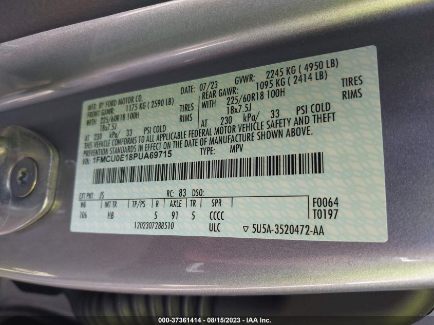 2023 FORD ESCAPE PHEV - 1FMCU0E18PUA69715