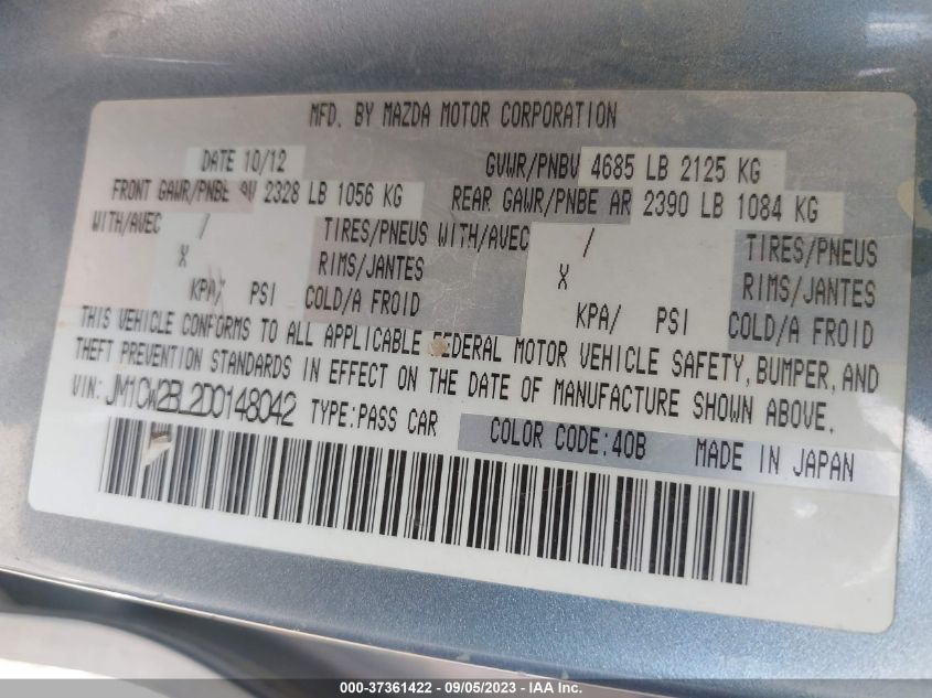 2013 MAZDA MAZDA5 SPORT - JM1CW2BL2D0148042