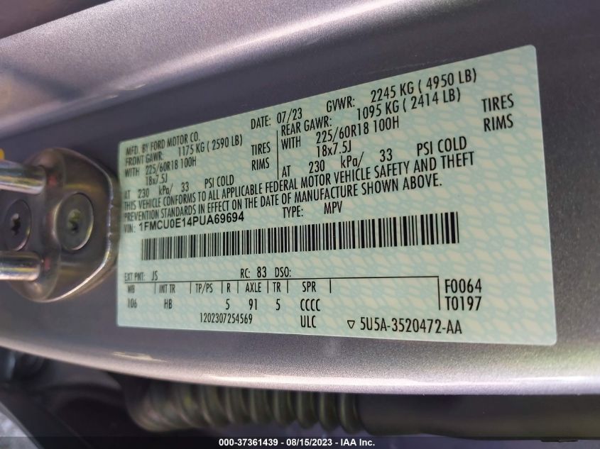 2023 FORD ESCAPE PHEV - 1FMCU0E14PUA69694