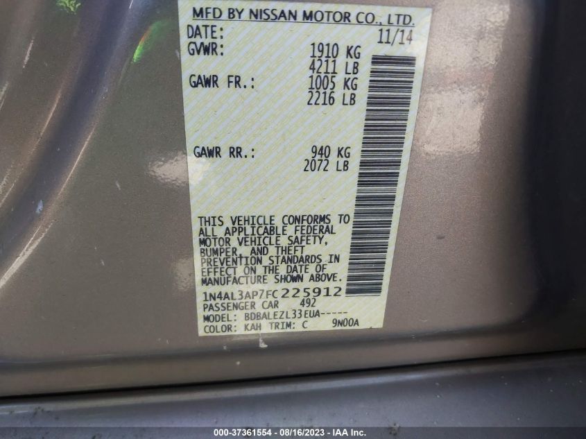2015 NISSAN ALTIMA 2.5 - 1N4AL3AP7FC225912