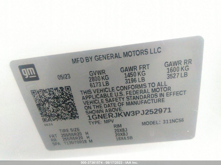 1GNERJKW3PJ252971 Chevrolet Traverse RS 9