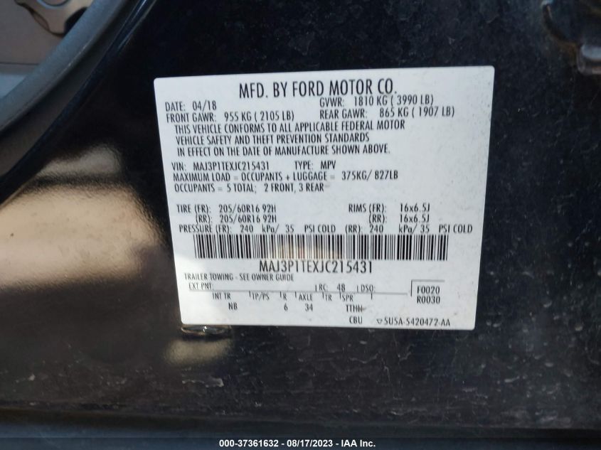2018 FORD ECOSPORT SE - MAJ3P1TEXJC215431