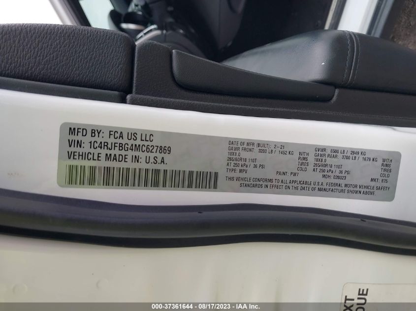 2021 JEEP GRAND CHEROKEE LIMITED - 1C4RJFBG4MC627869
