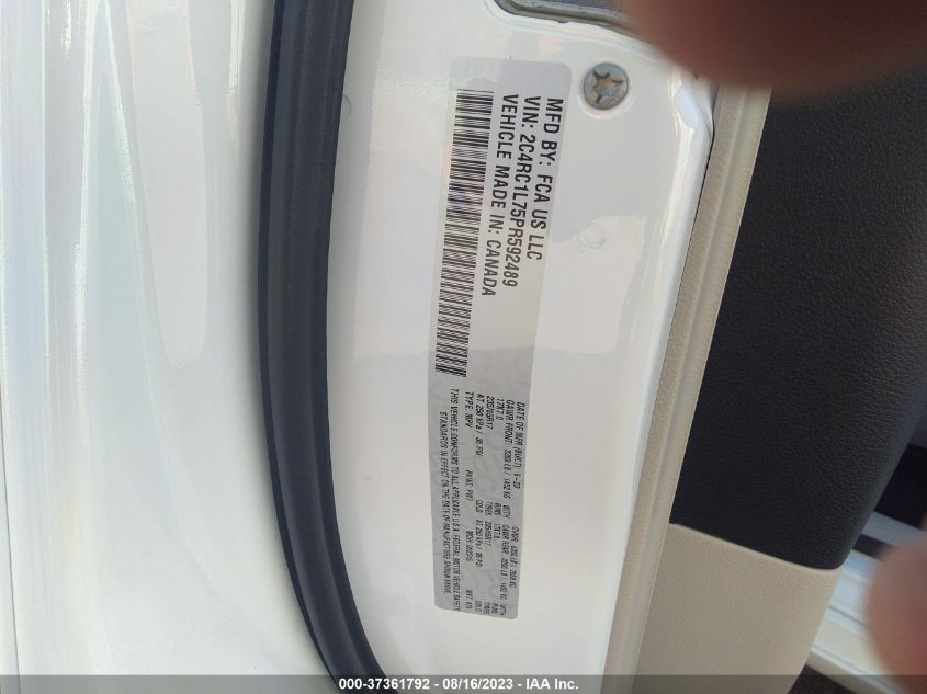 2023 CHRYSLER PACIFICA - 2C4RC1L75PR592489