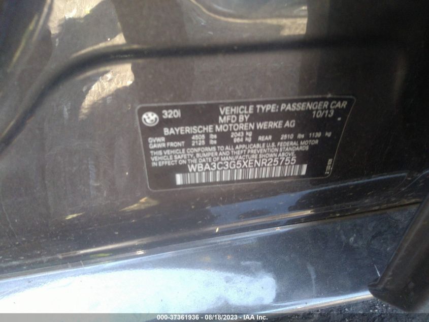 2014 BMW 3 SERIES 320I XDRIVE - WBA3C3G5XENR25755
