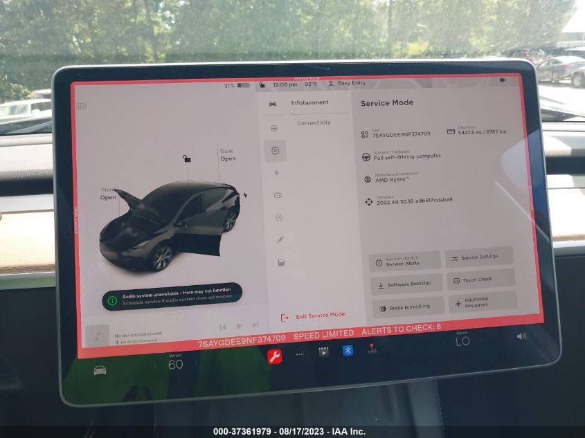 2022 TESLA MODEL Y LONG RANGE - 7SAYGDEE9NF374709