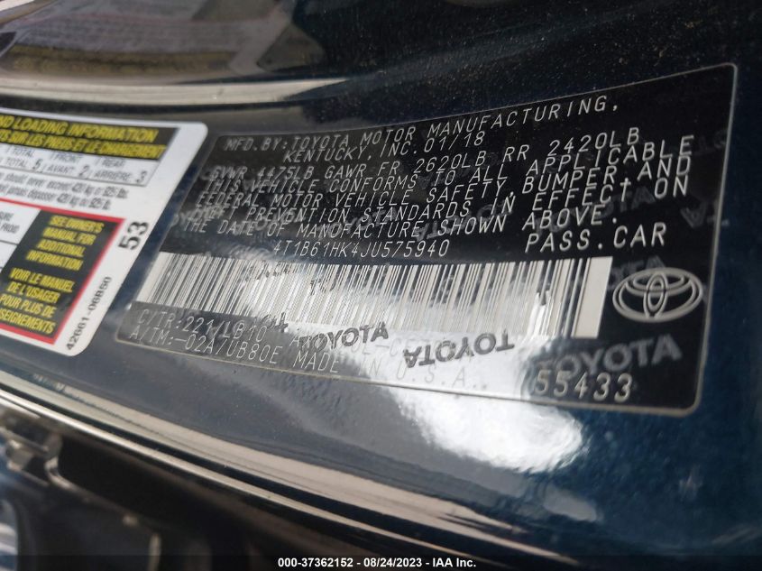 2018 TOYOTA CAMRY XSE - 4T1B61HK4JU575940