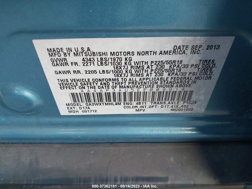 2014 MITSUBISHI OUTLANDER SPORT ES - 4A4AP3AU5EE009914