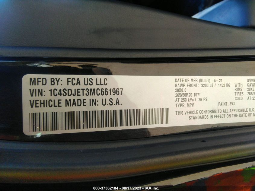 2021 DODGE DURANGO CITADEL - 1C4SDJET3MC661967