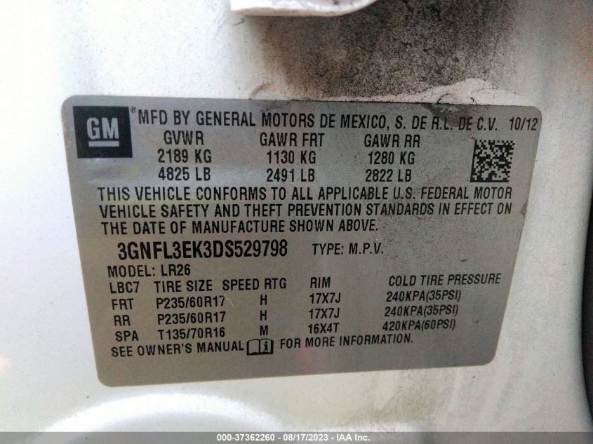 2013 CHEVROLET CAPTIVA SPORT FLEET LT - 3GNFL3EK3DS529798